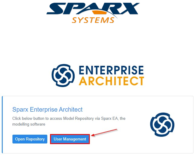 Sparx EA SaaS Portal Page