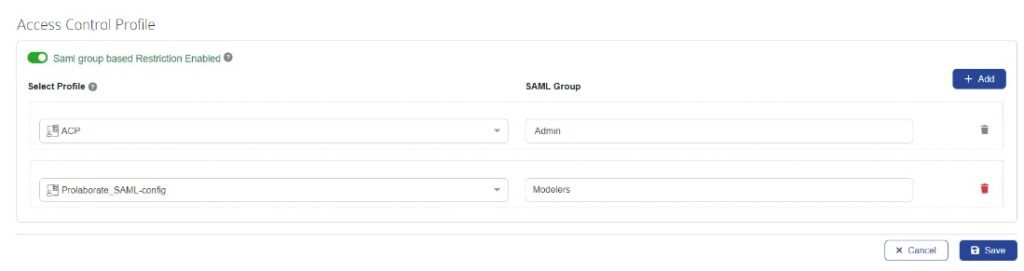 how to map access control profiles with saml groups